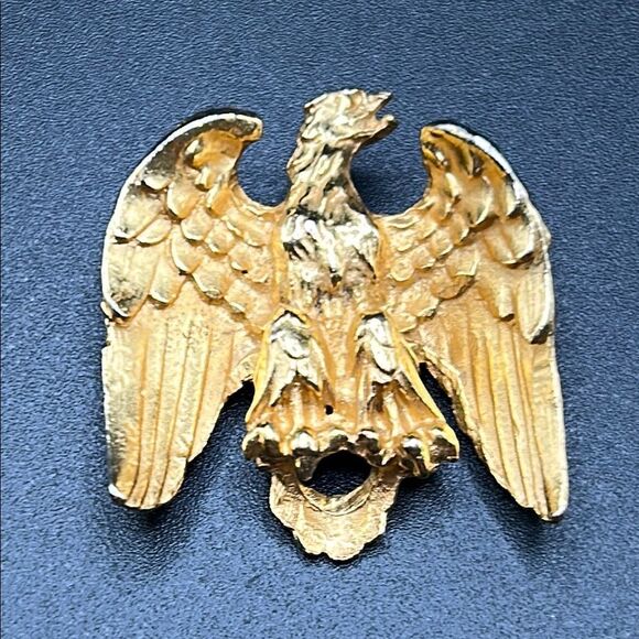 Vintage Signed VANS AUTHENTICS Goldtone Textured EAGLE Shape Pin Brooch - Picture 1 of 6
